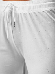 Γυναικείο βελούδινο παντελόνι λευκό OZONEE JS/92K519/1