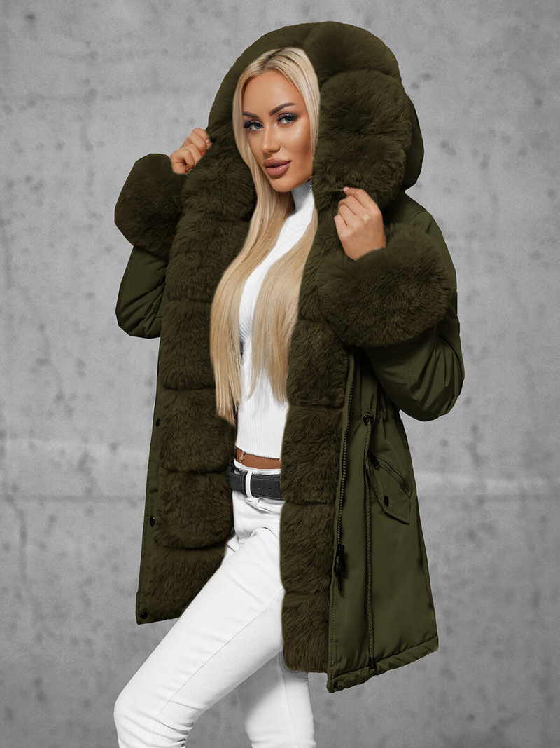 Γυναικείο χειμερινό μπουφάν Πράσινος OZONEE JS/16M9062/136Z