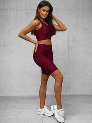 Γυναικείο σετ φόρμας δύο κομματιών μπορντό OZONEE O/22754Z