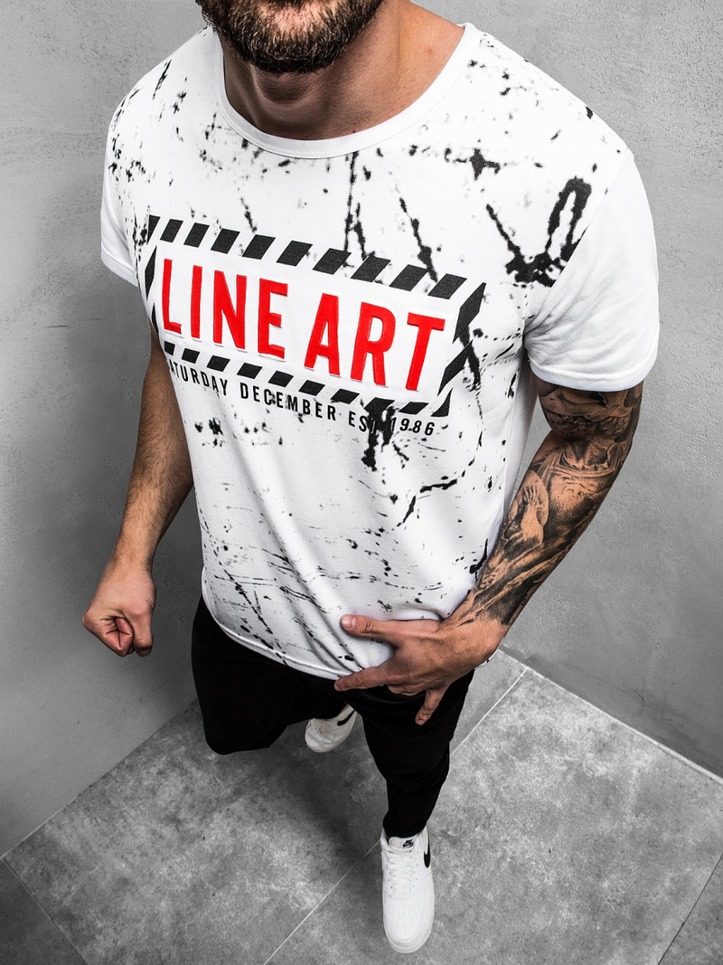 Ανδρικό μπλουζάκι λευκό OZONEE JS/KS2029Z