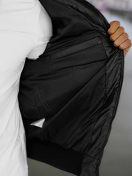 Ανδρικό δερμάτινο μπουφάν μαύρο OZONEE O/M795Z