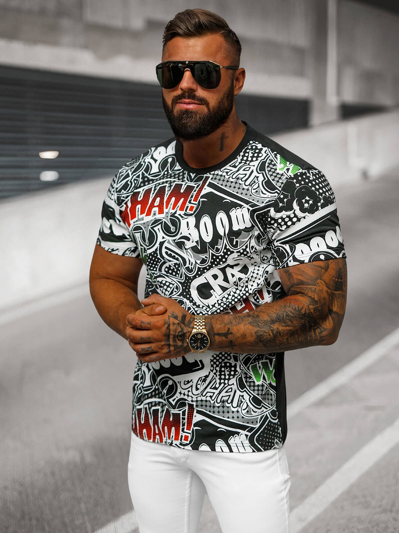 Ανδρικό μπλουζάκι μαύρο OZONEE O/T137/3