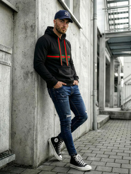 Ανδρικό Φούτερ με Κουκούλα μαύρο OZONEE JS/8B1735/3Z