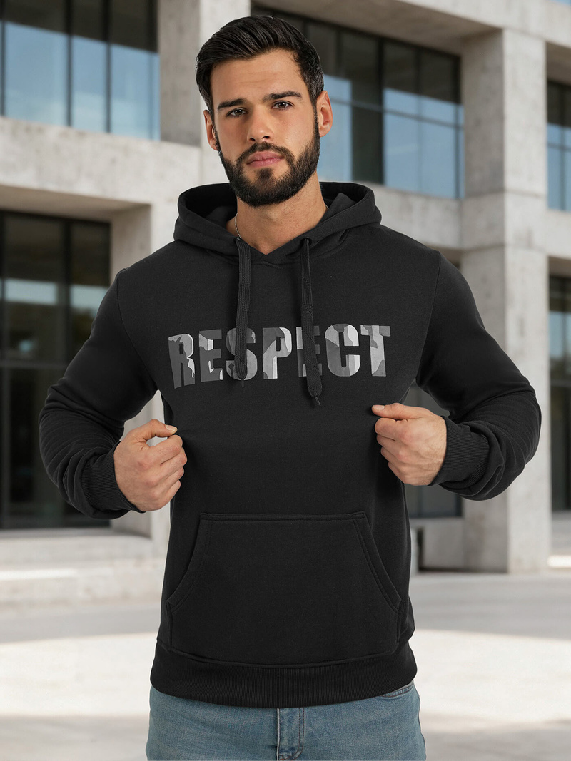 Ανδρικό Φούτερ με Κουκούλα μαύρο OZONEE JS/8B1759/3