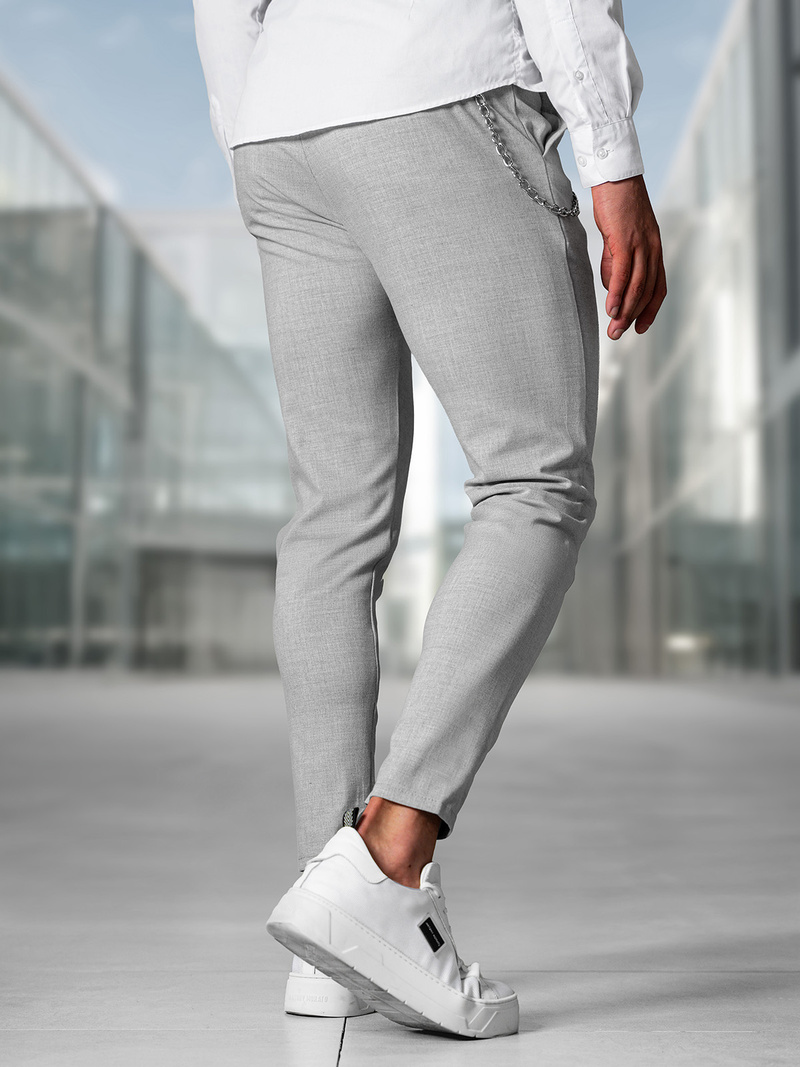 Ανδρικό παντελόνι chino γκρι OZONEE DJ/3300Z