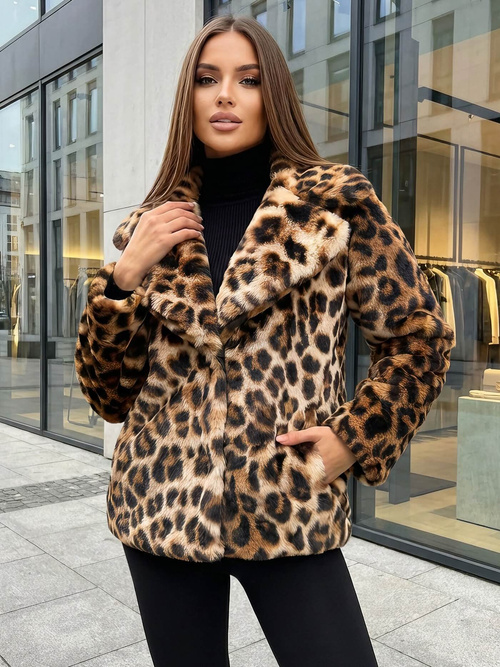 Γυναικεία μπουφάν σε μπεζ-καφέ χρώμα OZONEE JS/61M8500/158Z