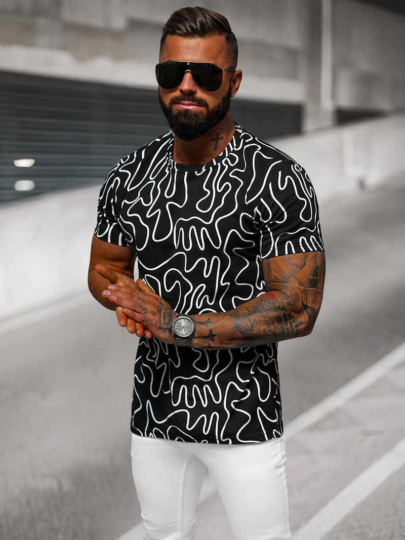 Ανδρικό μπλουζάκι μαύρο OZONEE JS/8T1198/3