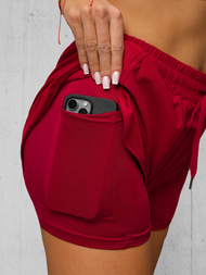 Γυναικείο αθλητικό σορτς σκούρο kόκκινο OZONEE JS/XY24015S