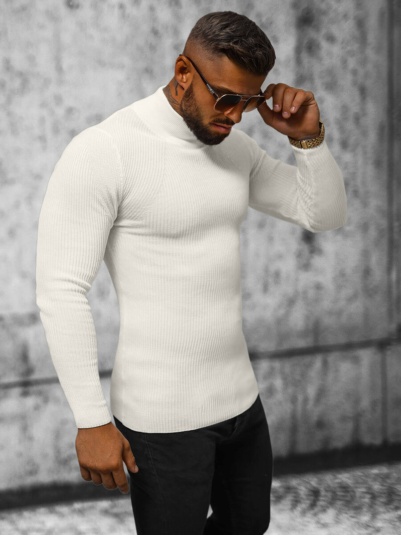 Ανδρικό πουλόβερ eκρού OZONEE L/2263Z