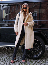 Γυναικείο χειμερινό μπουφάν από γούνα μπεζ OZONEE JS/11Z8250