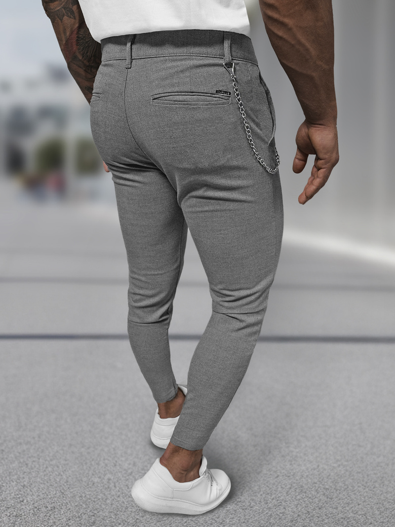 Ανδρικό παντελόνι chino σκούρο-γκρι OZONEE DJ/3300