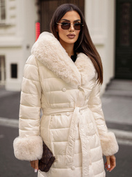 Γυναικείο παλτό mπεζ OZONEE JS/5M3160/254/BZ