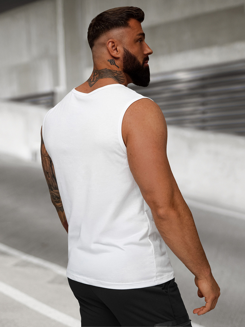 Ανδρικό αμάνικο μπλουζάκι λευκό OZONEE JS/8B1721/1Z