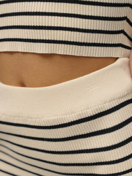 Γυναικείο σετ μπεζ/μαύρο - τοπ και φούστα OZONEE O/CH5801