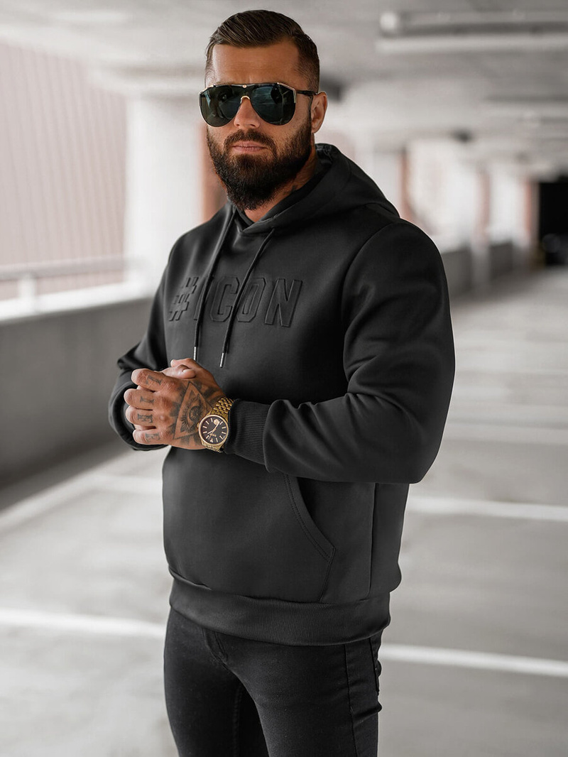 Ανδρικό Φούτερ με Κουκούλα μαύρο OZONEE JS/27B6502/3Z