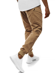 Ανδρικό παντελόνι chino jogger κάμελ OZONEE O/11103