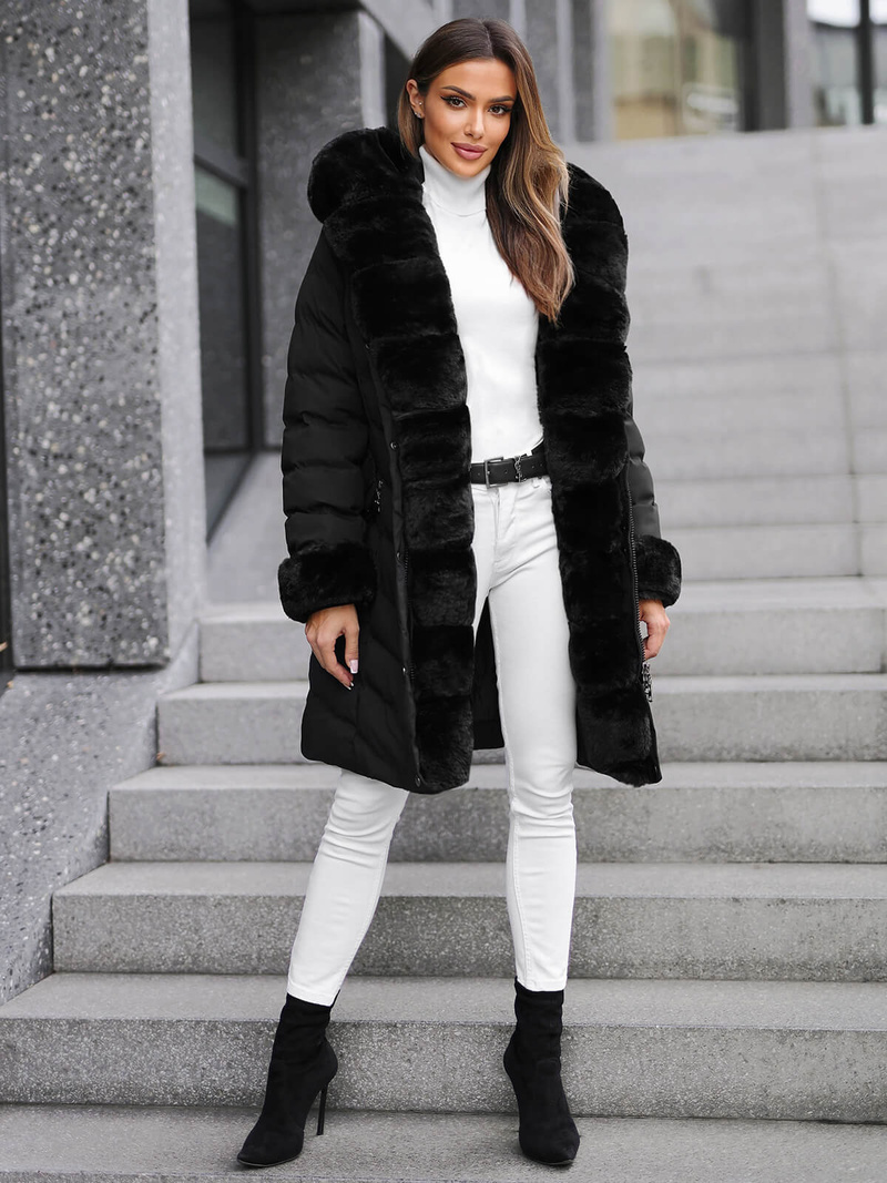 Γυναικείο μπουφάν μαύρο OZONEE JS/5M3156/392