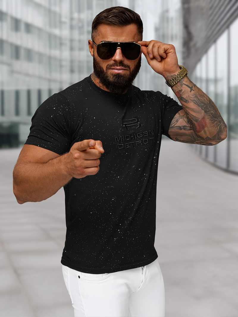 Ανδρικό μπλουζάκι μαύρο OZONEE O/QQ1389