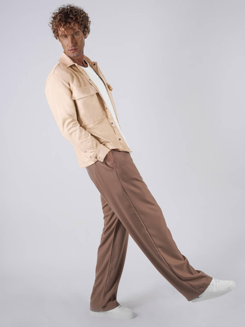 Ανδρικό πουκάμισο mπεζ OZONEE O/GOM23039