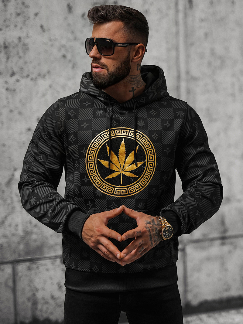 Ανδρικό Φούτερ με kουκούλα μαύρο OZONEE O/B265