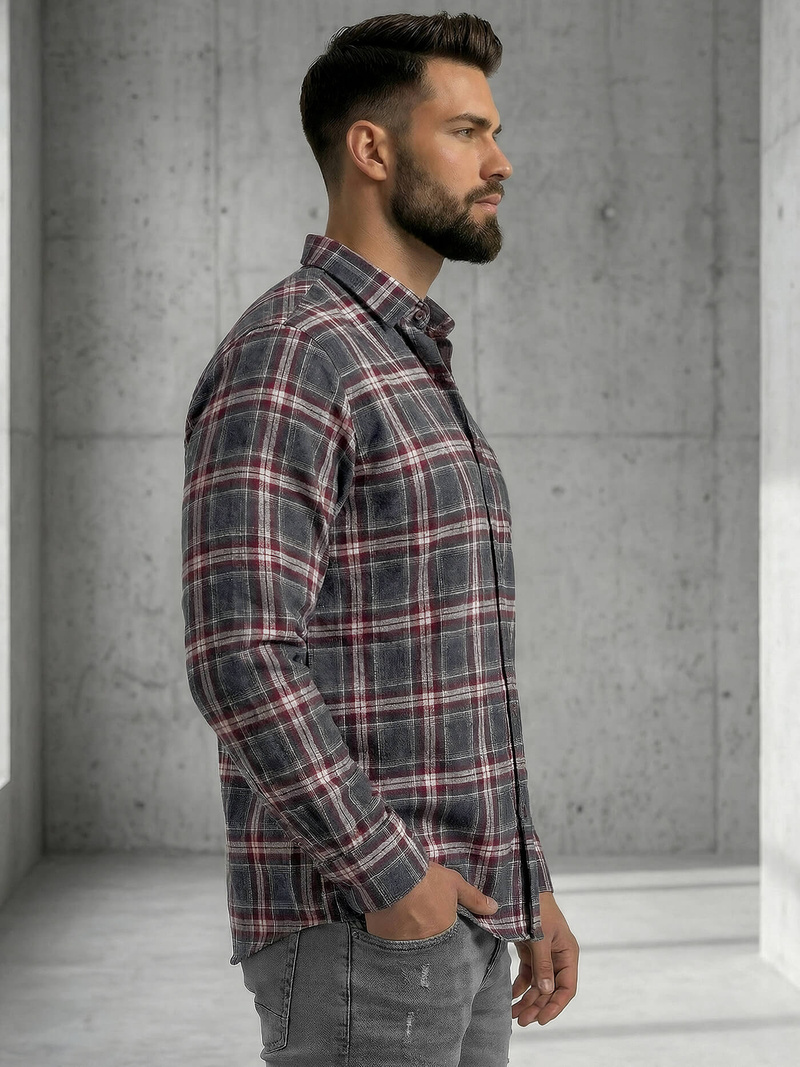 Ανδρικό πουκάμισο μπορντό OZONEE V/V178Z