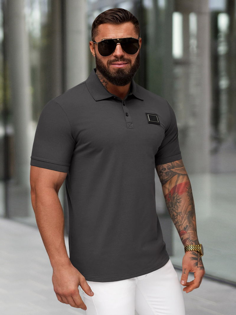 Ανδρική μπλούζα polo γραφίτη OZONEE NB/MT3124