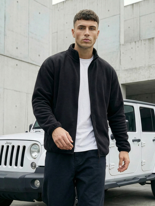 Ανδρικό φούτερ με φερμουάρ μαύρο OZONEE JS/HH016/3