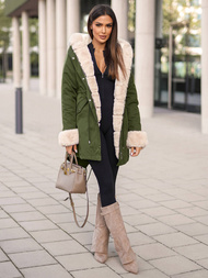 Γυναικείο χειμερινό μπουφάν Πράσινος OZONEE JS/M763/136Z