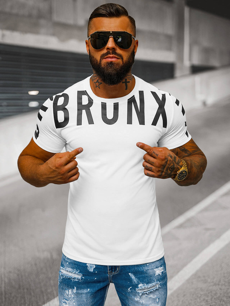 Ανδρικό μπλουζάκι λευκό OZONEE O/8T1265/1