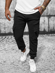 Ανδρικό παντελόνι chino jogger mαύρος OZONEE NB/MP0105NZ