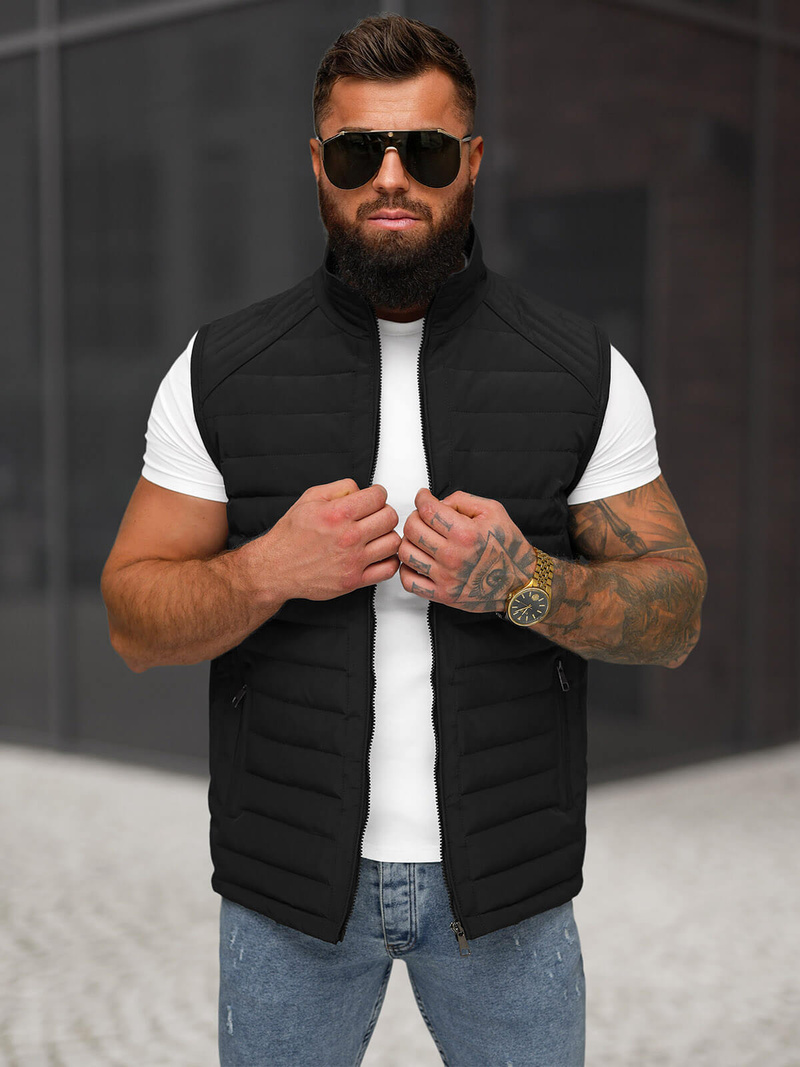 Ανδρικό αμάνικο μπουφάν μαύρο OZONEE JS/31M5062/392