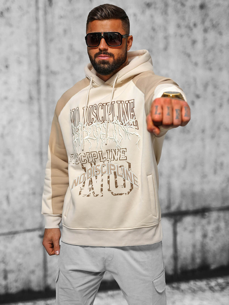 Φούτερ με Κουκούλα μπεζ OZONEE O/SWE23037