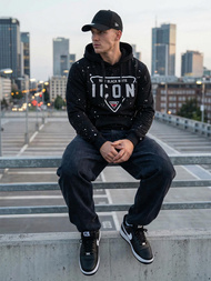 Ανδρικό Φούτερ με Κουκούλα μαύρο OZONEE JS/8B1737/3Z