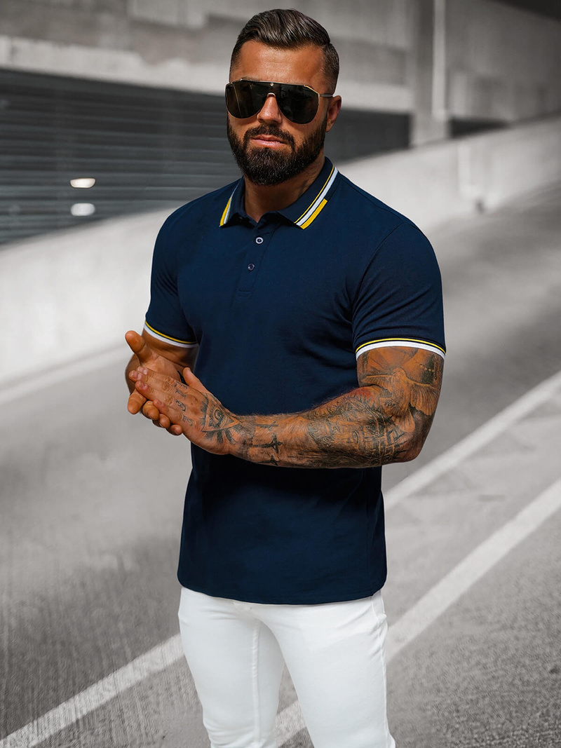 Ανδρική μπλούζα polo ναυτικό μπλε OZONEE O/DA736