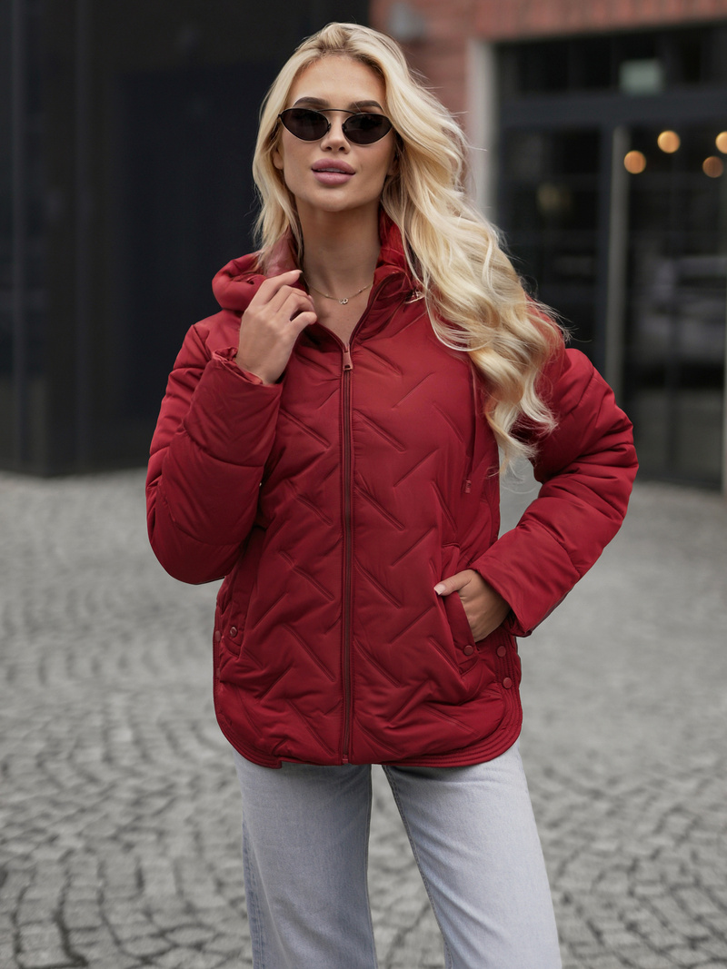 Γυναικείο μπουφάν bουργουνδία OZONEE JS/16M9300/06Z