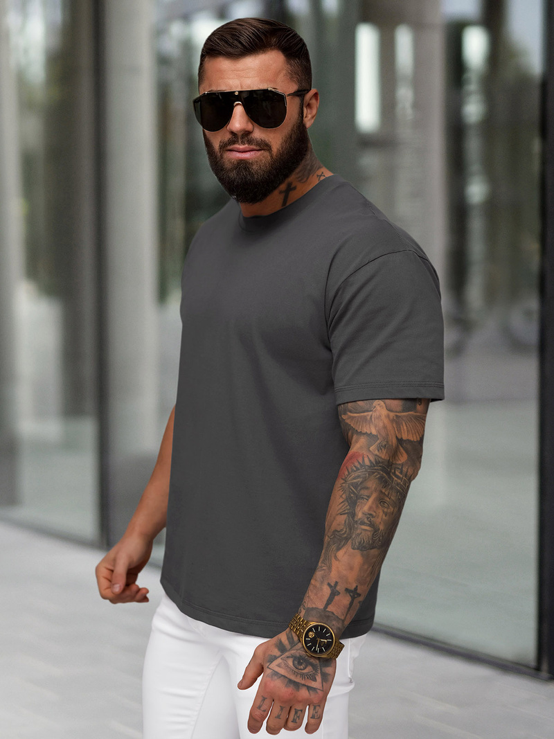 Ανδρικό μπλουζάκι γραφίτη OZONEE JS/67T1298/5