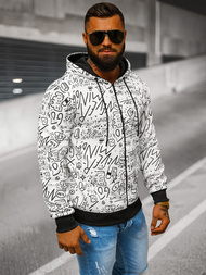 Ανδρικό Φούτερ με Kουκούλα λευκό OZONEE JS/8B1182/1