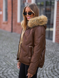 Γυναικείο χειμερινό μπουφάν Σοκολάτα OZONEE JS/5M3331/158