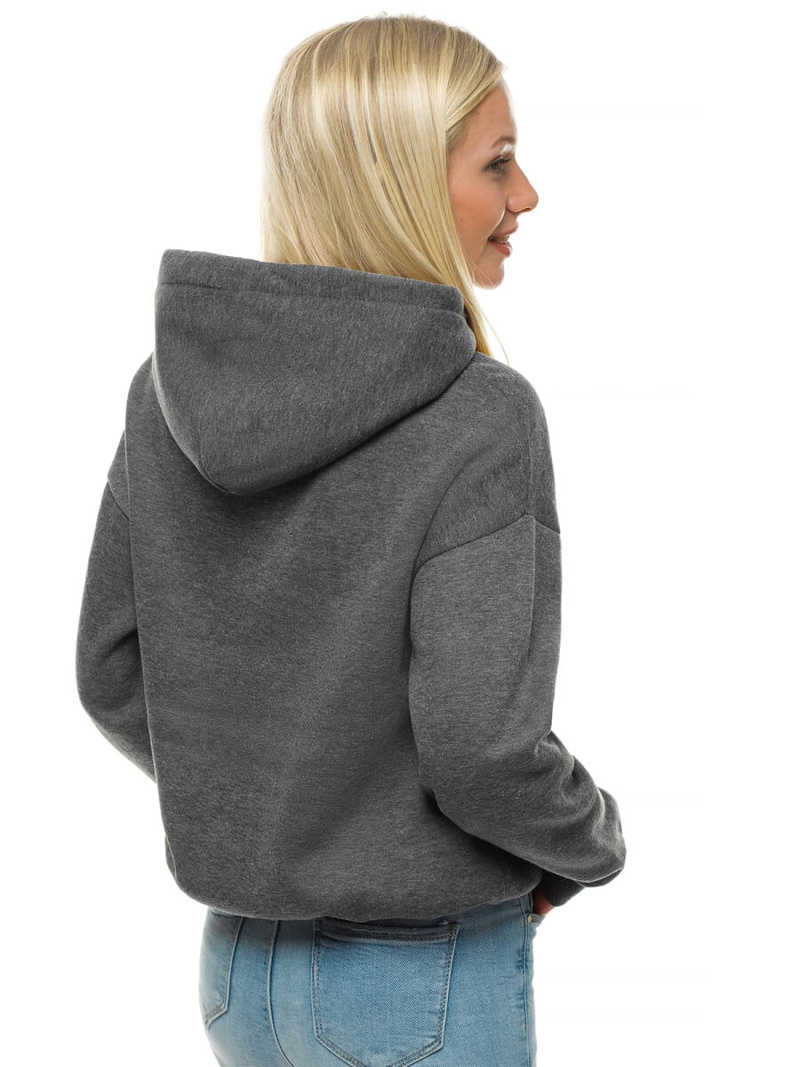 Γυναικείο φούτερ με κουκούλα γραφίτη OZONEE JS/KSW2018