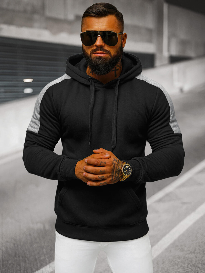 Ανδρικό Φούτερ με Κουκούλα μαύρο OZONEE JS/8B1311/3