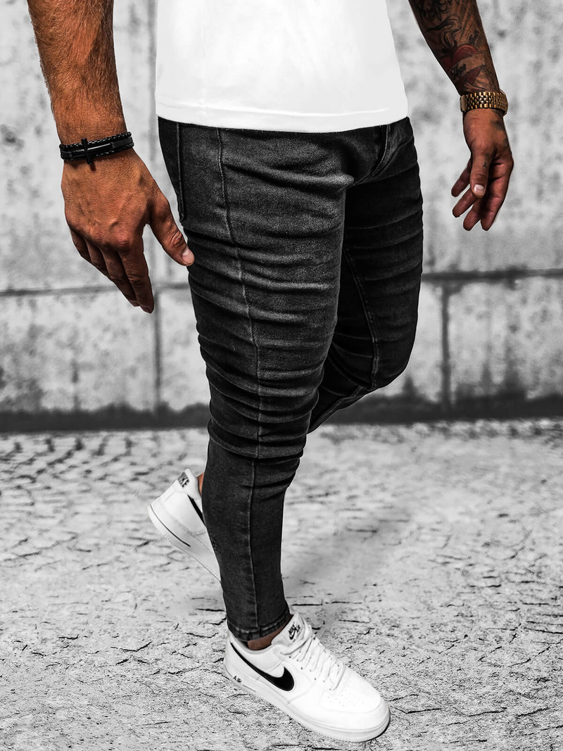 Ανδρικό τζιν παντελόνι mαύρος OZONEE E/6540/01