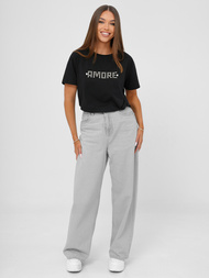 Γυναικείο μπλουζάκι μαύρο-χρυσαφής OZONEE JS/YJ77716