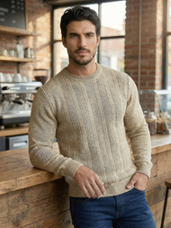 Ανδρικό πουλόβερ μπεζ OZONEE JS/59B3608/155