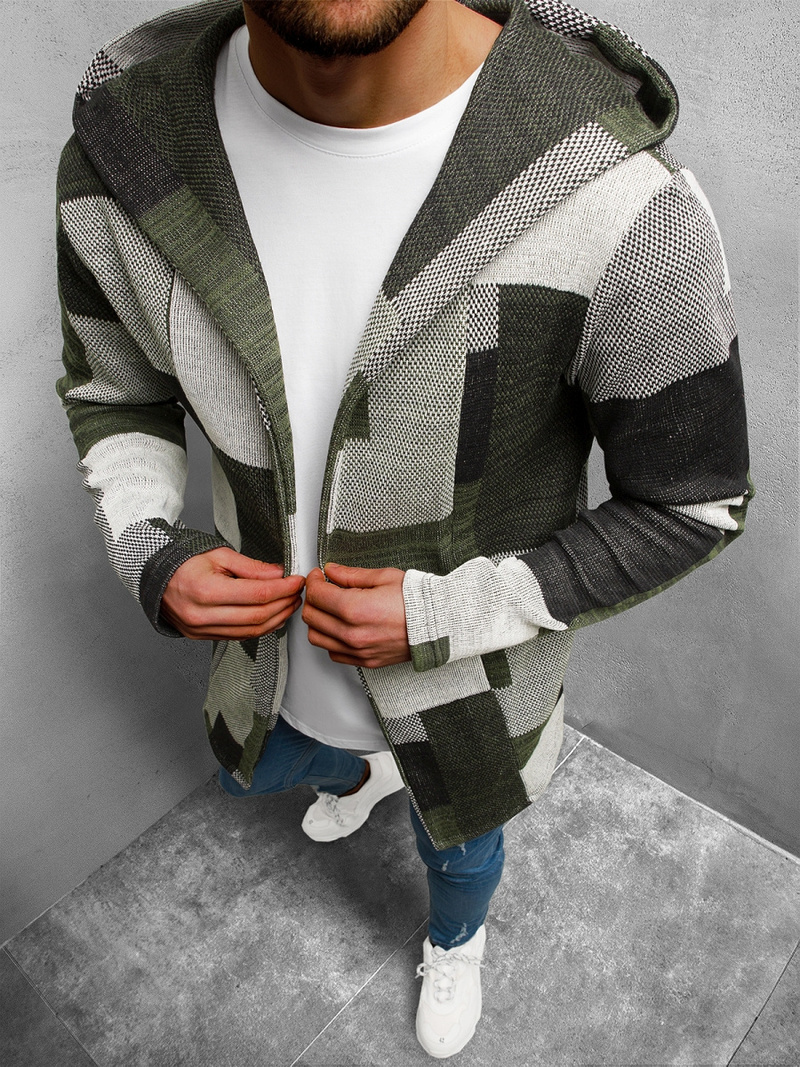 Ανδρικό φούτερ με κουκούλα πράσινο OZONEE N/3501Z