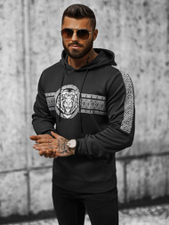 Ανδρικό Φούτερ με kουκούλα mαύρος OZONEE JS/8B996/3