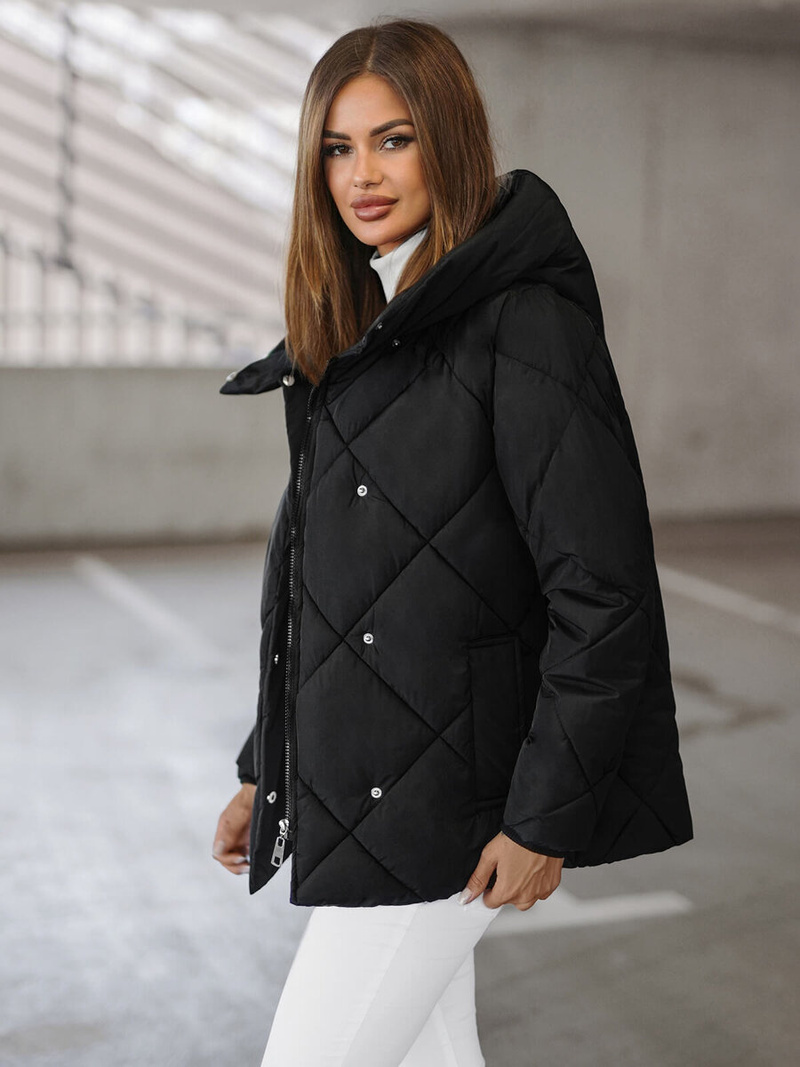 Γυναικείο μπουφάν μαύρο OZONEE JS/5M3175/392Z