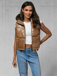 Γυναικείο αμάνικο μπουφάν χρυσός OZONEE JS/5M3190/84