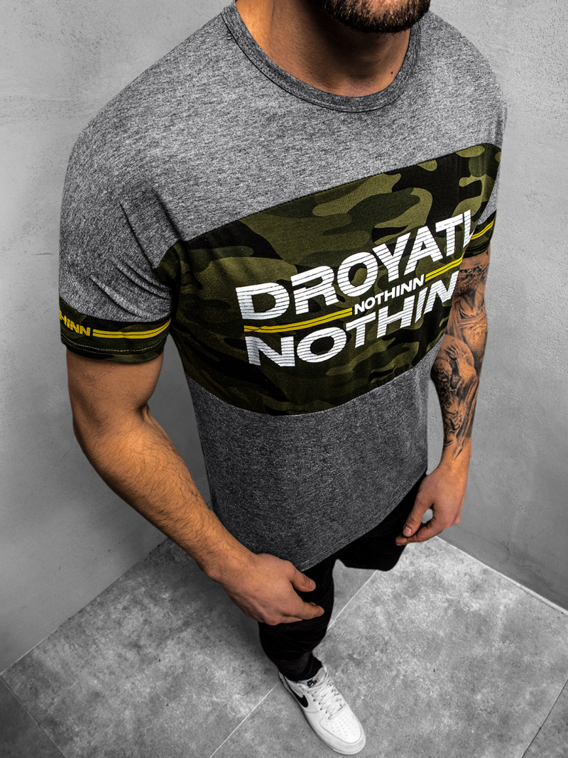 Ανδρικό μπλουζάκι γραφίτη OZONEE JS/SS10976Z