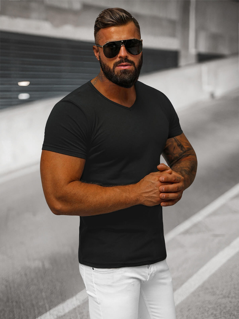 Ανδρικό μπλουζάκι μαύρο OZONEE JS/712007Z