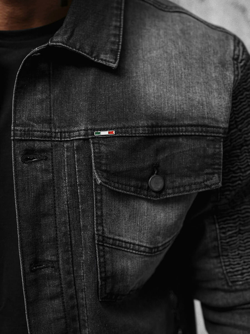 Ανδρικό τζιν μπουφάν mαύρος OZONEE NB/MJ521N